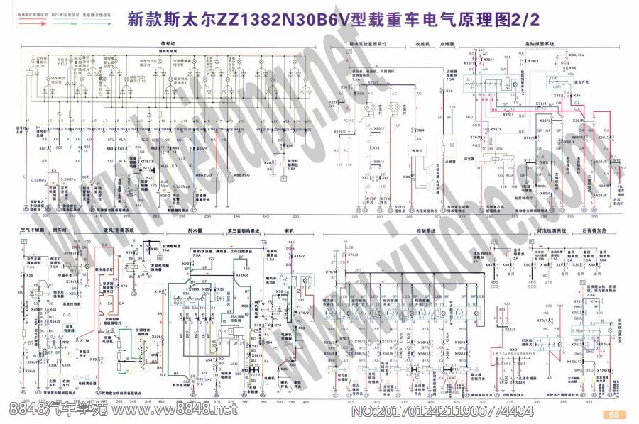 新款斯太尔ZZ1382N30B6V型载重车电气原理图2